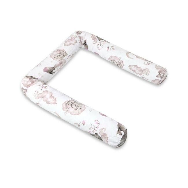 Aparatoare pentru patut, Qmini, Tip rulou, Cu husa detasabila, Lungime 180 cm, Din bumbac certificat Oeko Tex Standard 100, Teddy Bear and Friends Pink BYN6426972029643