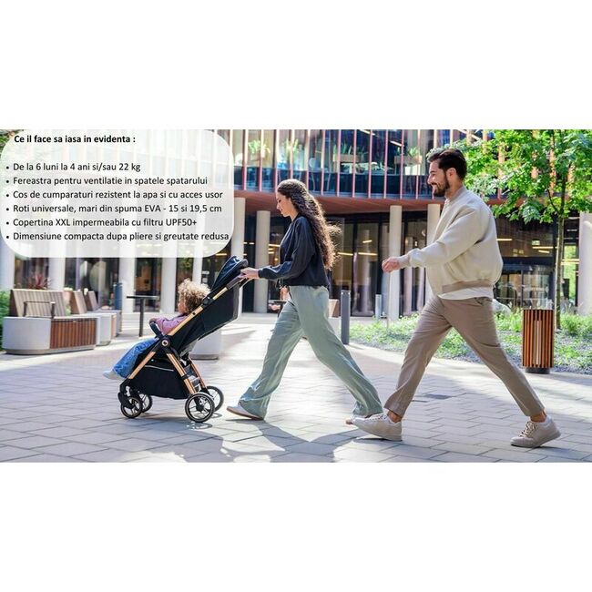 Carucior sport, Lionelo, Ingrid, Capotina impermeabila cu filtru UPF50+, Pana la 22 Kg, Spatar reglabil in 3 pozitii, Include suport pahar si plasa de tantari, Sistem pentru pliere automata, 6 luni+, Roz BYNLO-INGRID_PINK_MAUVE