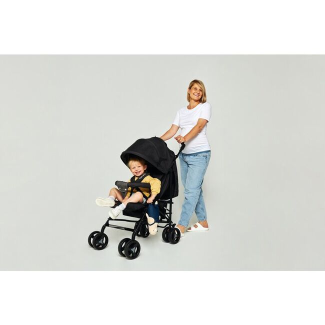 Carucior sport compact, Lionelo, Irma, Spatar reglabil in 4 pozitii, Suport picioare reglabil, Manere rotative, Pliere tip umbrela, 6- 36 luni, Pana la 15 kg, Conform cu EN1888-1:2018, Negru BYNLO-IRMA_DREAMIN