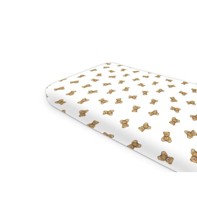 Cearceaf cu elastic, Qmini, Pentru pat 160x80 cm, Din bumbac certificat Oeko Tex Standard 100, Design, Teddy Toys BYN6426972029575