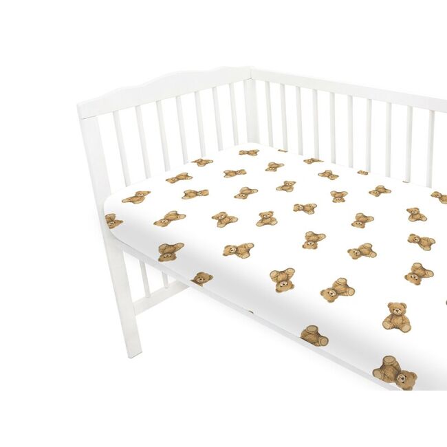 Cearceaf cu elastic, Qmini, Pentru patut 120X60 cm, Din bumbac certificat Oeko Tex Standard 100, Teddy Toys BYN6426972029537