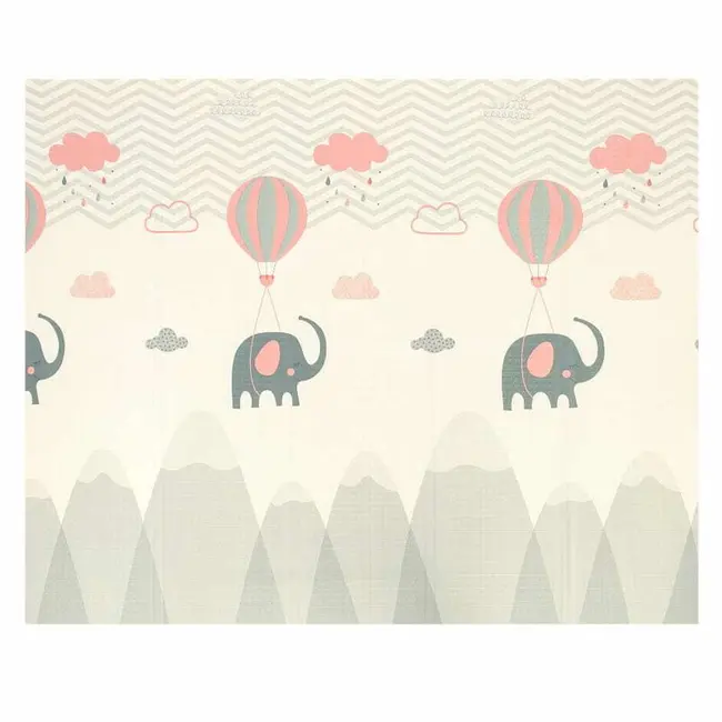 Covoras de joaca, Bocioland, Grey Elephant, Pliabil, Protectie impotriva loviturilor, Dimensiune mare, 180 x 150 cm, Cu Imprimeu pe ambele parti, Potrivit pentru utlizare atat in interior, cat si in exterior BYNBL126