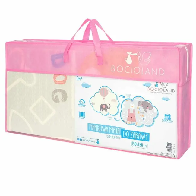 Covoras de joaca, Bocioland, Grey Elephant, Pliabil, Protectie impotriva loviturilor, Dimensiune mare, 180 x 150 cm, Cu Imprimeu pe ambele parti, Potrivit pentru utlizare atat in interior, cat si in exterior BYNBL126