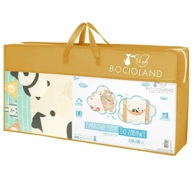 Covoras de joaca, Bocioland, Panda, Pliabil, Protectie impotriva loviturilor, Dimensiune mare, 180 x 150 cm, Cu Imprimeu pe ambele parti, Potrivit pentru utlizare atat in interior, cat si in exterior BYNBL128