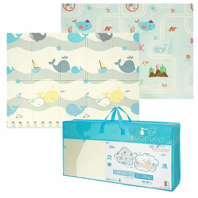 Covoras de joaca, Bocioland, Water City, Pliabil, Protectie impotriva loviturilor, Dimensiune mare, 180 x 150 cm, Cu Imprimeu pe ambele parti, Potrivit pentru utlizare atat in interior, cat si in exterior BYNBL127