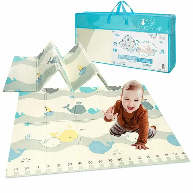 Covoras de joaca, Bocioland, Water City, Pliabil, Protectie impotriva loviturilor, Dimensiune mare, 180 x 150 cm, Cu Imprimeu pe ambele parti, Potrivit pentru utlizare atat in interior, cat si in exterior BYNBL127