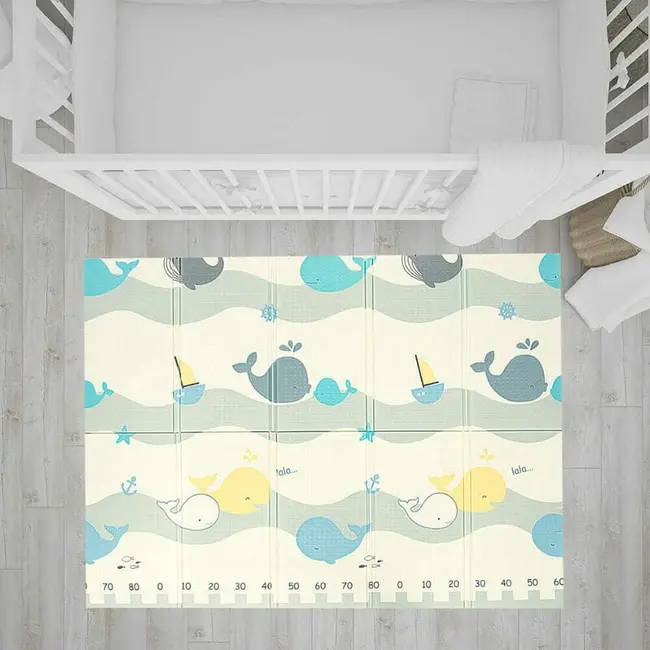 Covoras de joaca, Bocioland, Water City, Pliabil, Protectie impotriva loviturilor, Dimensiune mare, 180 x 150 cm, Cu Imprimeu pe ambele parti, Potrivit pentru utlizare atat in interior, cat si in exterior BYNBL127