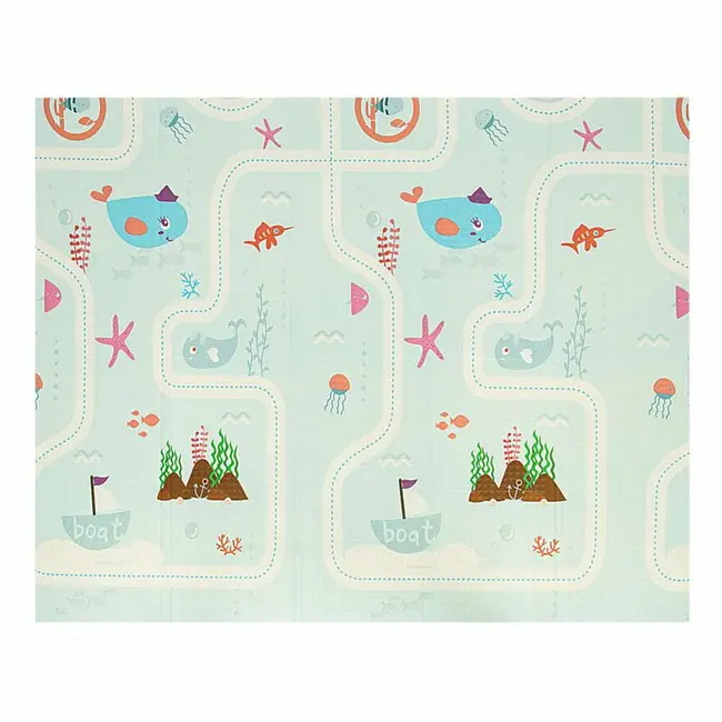 Covoras de joaca, Bocioland, Water City, Pliabil, Protectie impotriva loviturilor, Dimensiune mare, 180 x 150 cm, Cu Imprimeu pe ambele parti, Potrivit pentru utlizare atat in interior, cat si in exterior BYNBL127