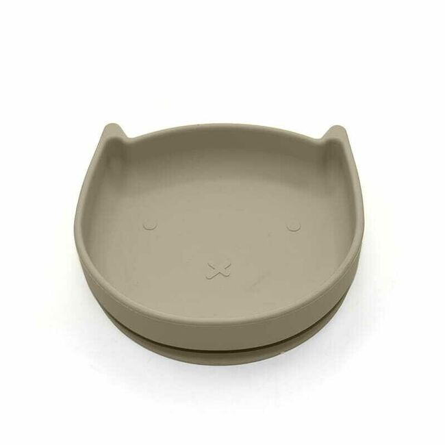 Farfurie in forma de pisicuta, Bocioland, Cu ventuze, Silicon, Fara BPA, 6-36 luni, Dark Beige BYNBOC0466