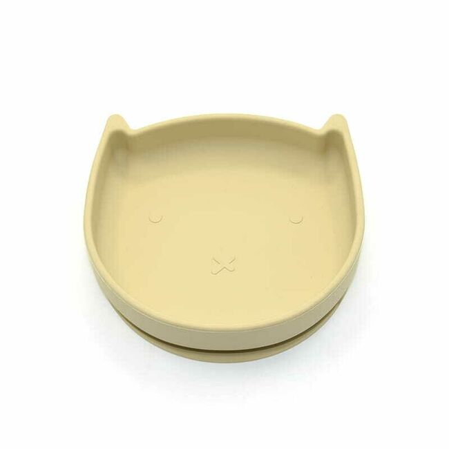 Farfurie in forma de pisicuta, Bocioland, Cu ventuze, Silicon, Fara BPA, 6-36 luni, Light Beige BYNBOC0465