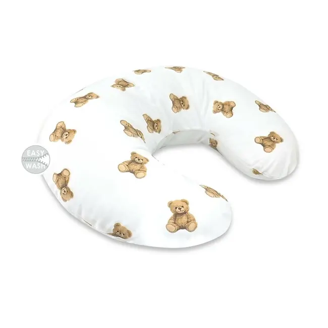 Perna pentru alaptat, Qmini, Din bumbac certificat Oeko Tex Standard 100, Cu husa detasabila, Cu fermoar securizat, Circumferinta 155 cm, Teddy Toys BYN6426972029520