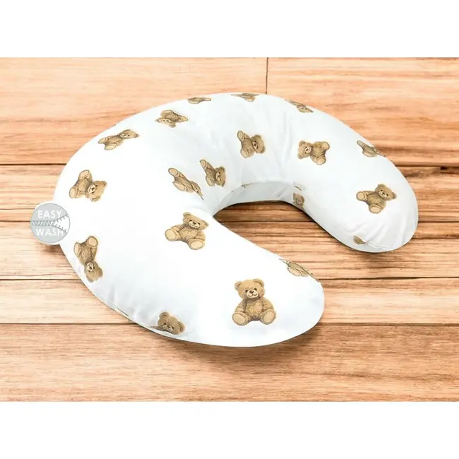 Perna pentru alaptat, Qmini, Din bumbac certificat Oeko Tex Standard 100, Cu husa detasabila, Cu fermoar securizat, Circumferinta 155 cm, Teddy Toys BYN6426972029520