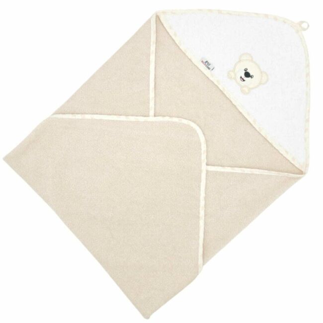 Prosop de baie, Bocioland, Cu gluga, 100% bumbac, 100x100 cm, Teddy Bear, Sand BYNBL049