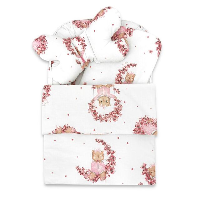 Set 4 in 1 Cosulet bebelus, MimiNu, Baby Cocoon 75x55 cm, Husa bumbac, Din bumbac certificat Oeko Tex Standard 100, Cu paturica 50x70 cm, Cu salteluta, Cu perna fluture, Design, Betty BYN6426972029384