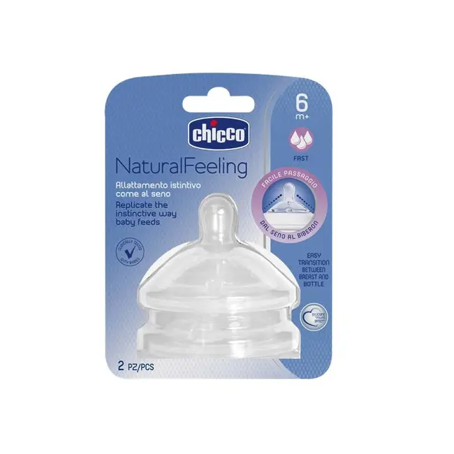 Tetina Chicco s. Natural Feeling, flux rapid, 2buc, 6 luni+ CHC81047-7