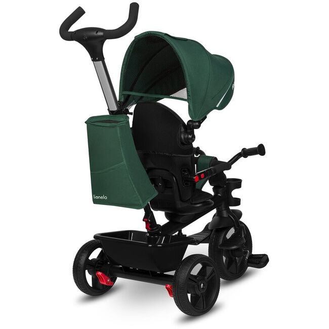 Tricicleta copii, Lionelo, Haari, Ultrapliabila, Multifunctionala, Suport picioare, Control al directiei, Scaun reversibil, Rotire 360 grade, Conform cu standardul european de securitate EN71, Verde BYNLO-HAARI_GREEN_EMERALD