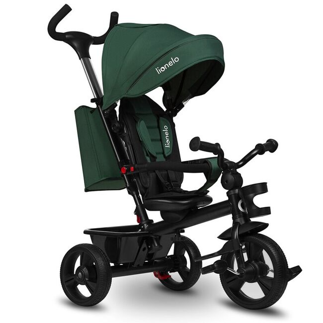 Tricicleta copii, Lionelo, Haari, Ultrapliabila, Multifunctionala, Suport picioare, Control al directiei, Scaun reversibil, Rotire 360 grade, Conform cu standardul european de securitate EN71, Verde BYNLO-HAARI_GREEN_EMERALD