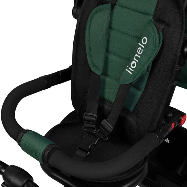 Tricicleta copii, Lionelo, Haari, Ultrapliabila, Multifunctionala, Suport picioare, Control al directiei, Scaun reversibil, Rotire 360 grade, Conform cu standardul european de securitate EN71, Verde BYNLO-HAARI_GREEN_EMERALD