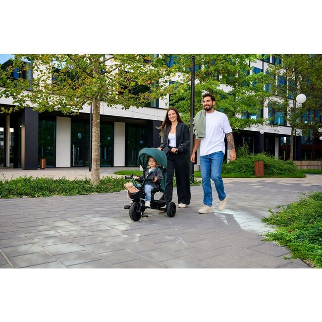 Tricicleta copii, Lionelo, Haari, Ultrapliabila, Multifunctionala, Suport picioare, Control al directiei, Scaun reversibil, Rotire 360 grade, Conform cu standardul european de securitate EN71, Verde BYNLO-HAARI_GREEN_EMERALD