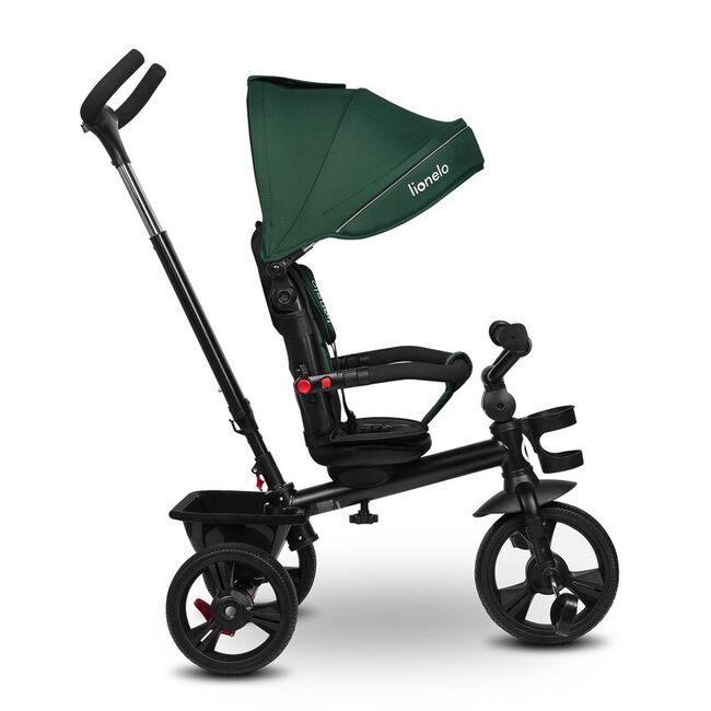 Tricicleta copii, Lionelo, Haari, Ultrapliabila, Multifunctionala, Suport picioare, Control al directiei, Scaun reversibil, Rotire 360 grade, Conform cu standardul european de securitate EN71, Verde BYNLO-HAARI_GREEN_EMERALD