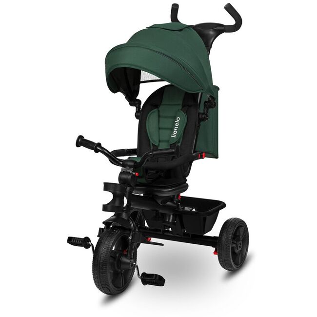 Tricicleta copii, Lionelo, Haari, Ultrapliabila, Multifunctionala, Suport picioare, Control al directiei, Scaun reversibil, Rotire 360 grade, Conform cu standardul european de securitate EN71, Verde BYNLO-HAARI_GREEN_EMERALD