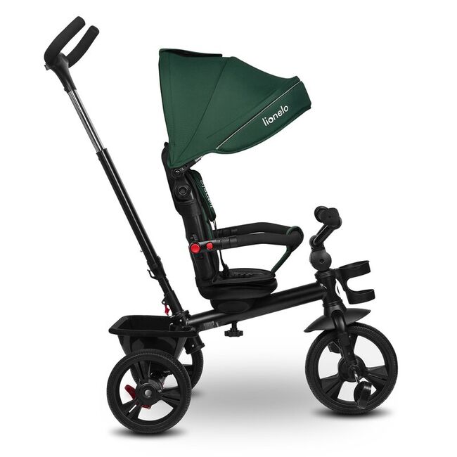 Tricicleta copii, Lionelo, Haari, Ultrapliabila, Multifunctionala, Suport picioare, Control al directiei, Scaun reversibil, Rotire 360 grade, Conform cu standardul european de securitate EN71, Verde BYNLO-HAARI_GREEN_EMERALD