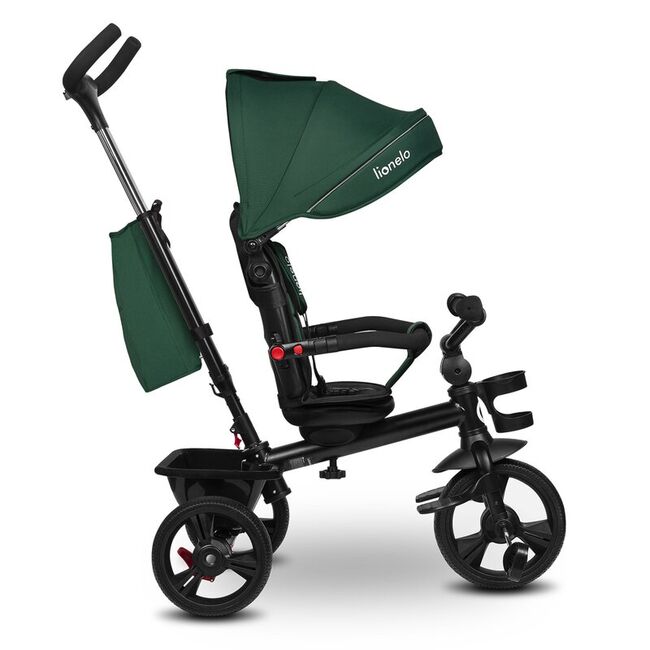 Tricicleta copii, Lionelo, Haari, Ultrapliabila, Multifunctionala, Suport picioare, Control al directiei, Scaun reversibil, Rotire 360 grade, Conform cu standardul european de securitate EN71, Verde BYNLO-HAARI_GREEN_EMERALD
