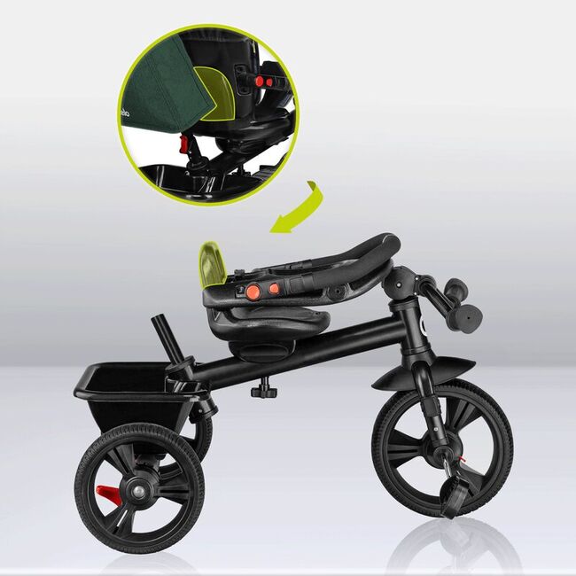 Tricicleta copii, Lionelo, Haari, Ultrapliabila, Multifunctionala, Suport picioare, Control al directiei, Scaun reversibil, Rotire 360 grade, Conform cu standardul european de securitate EN71, Verde BYNLO-HAARI_GREEN_EMERALD