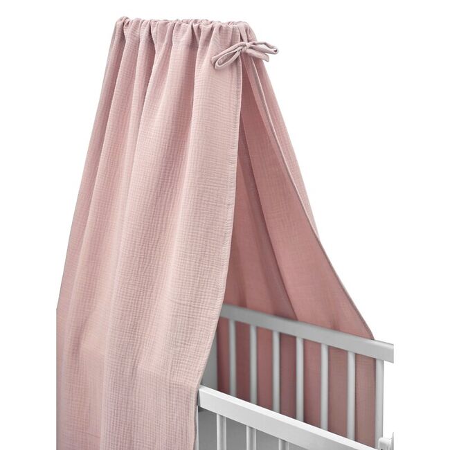 Baldachin, Qmini, Pentru patut, leagan, Din muselina dubla 145x200 cm, Material certificat Oeko Tex Standard 100, Powder Pink BYN6426972029704