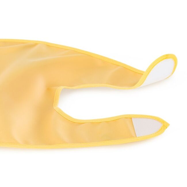 Baveta impermeabila cu buzunar, Petite&Mars, Nate, Fara PVC si ftalati, 37 × 27 cm, 6 luni+, Prindere velcro, Ocru BYN411818