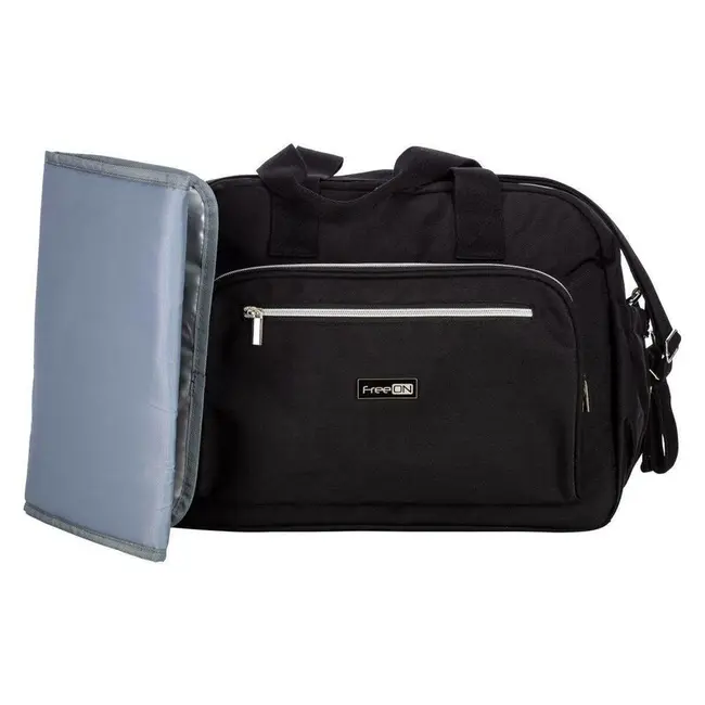 Geanta pentru scutece, FreeON, Style, Impermbeabila, Cu multiple buzunare, Dimensiune compacta, 39x32x18 cm, Black BYN86229
