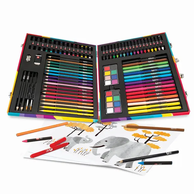 HAPPI HOBBI ART CASE SET DE DESEN DELUXE CU 100 DE ACCESORII CURCUBEU VIV1038-82057