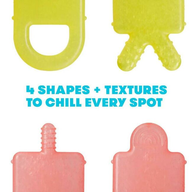 Jucarii dentitie, FridaBaby, 4 in 1, Calmeaza gingiile in timpul eruptiei dentare, 4 forme, Fabricat din silicon non-toxic, BPA-free, Multicolor BYNFRI42