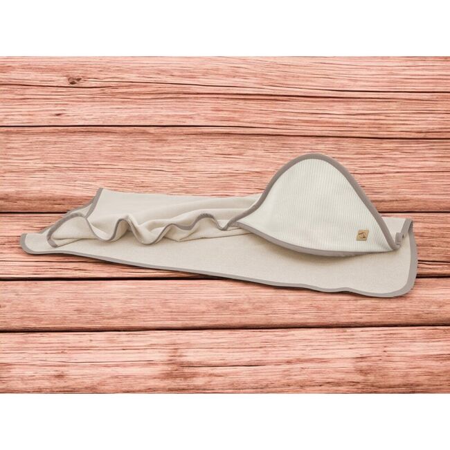 Prosop cu gluga, Qmini, Dimensiune 80x80cm, Din bambus si bumbac interlock, Din materiale certificate Oeko Tex Standard 100, Beige BYN6426972030113