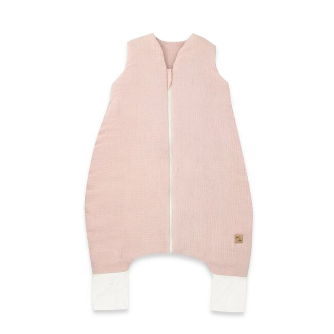 Sac de dormit, Qmini, Cu picioruse, De iarna, Din muselina dubla, Cu fermoar pe mijloc, 90 cm, S, Material certificat Oeko Tex Standard 100, Powder Pink BYN6426972029810