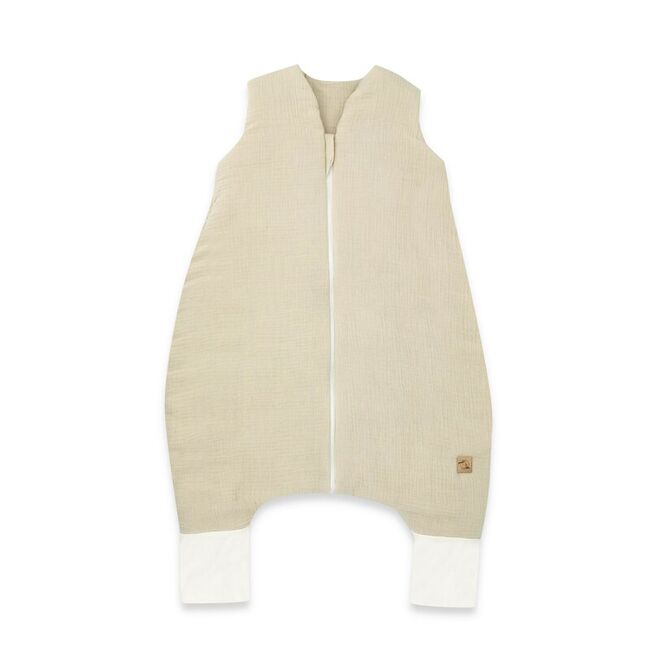 Sac de dormit, Qmini, Cu picioruse, De iarna, Din muselina dubla, Cu fermoar pe mijloc, 90 cm, S, Material certificat Oeko Tex Standard 100, Warm Beige BYN6426972029827