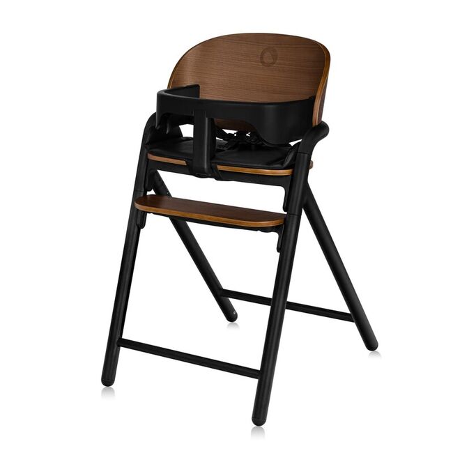 Scaun de masa multifunctional Celia, Lionelo, Din lemn de fag, 6 luni- adult, Reglabil pe inaltime, Husa impermeabila, Tavita silicon, Suport de picioare reglabil, Greutate maxima 90 Kg, Negru BYNLO-CELIA_BLACK_WOOD