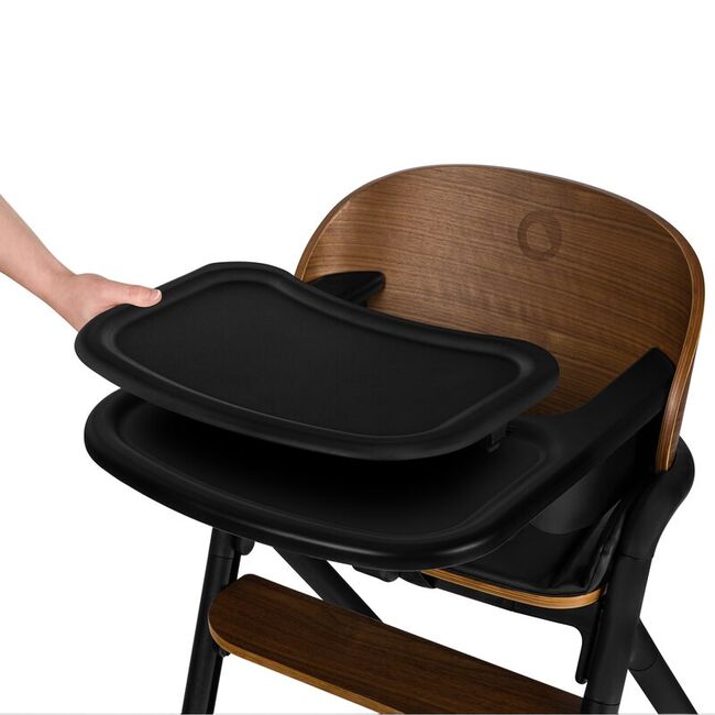 Scaun de masa multifunctional Celia, Lionelo, Din lemn de fag, 6 luni- adult, Reglabil pe inaltime, Husa impermeabila, Tavita silicon, Suport de picioare reglabil, Greutate maxima 90 Kg, Negru BYNLO-CELIA_BLACK_WOOD