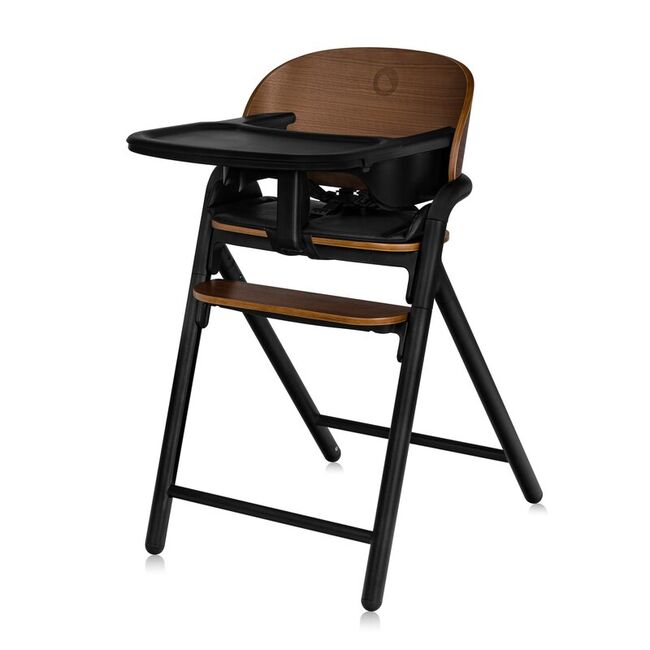 Scaun de masa multifunctional Celia, Lionelo, Din lemn de fag, 6 luni- adult, Reglabil pe inaltime, Husa impermeabila, Tavita silicon, Suport de picioare reglabil, Greutate maxima 90 Kg, Negru BYNLO-CELIA_BLACK_WOOD