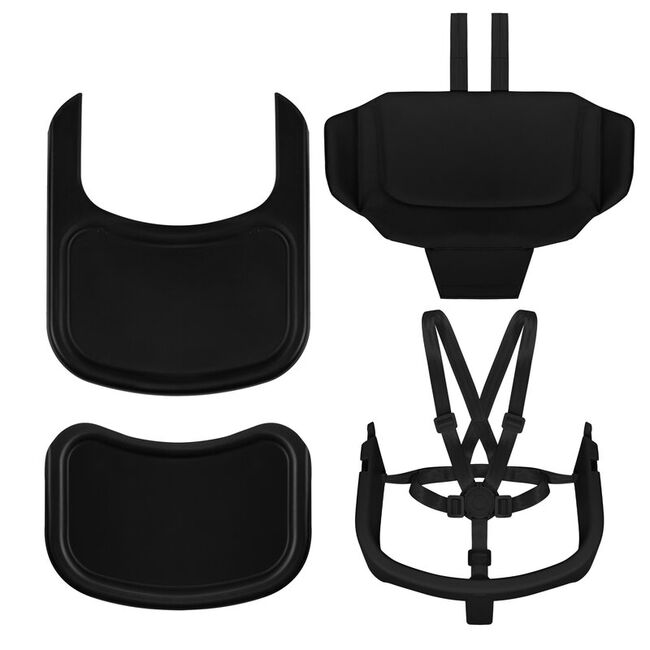 Scaun de masa multifunctional Celia, Lionelo, Din lemn de fag, 6 luni- adult, Reglabil pe inaltime, Husa impermeabila, Tavita silicon, Suport de picioare reglabil, Greutate maxima 90 Kg, Negru BYNLO-CELIA_BLACK_WOOD