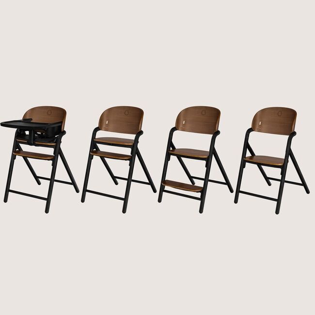 Scaun de masa multifunctional Celia, Lionelo, Din lemn de fag, 6 luni- adult, Reglabil pe inaltime, Husa impermeabila, Tavita silicon, Suport de picioare reglabil, Greutate maxima 90 Kg, Negru BYNLO-CELIA_BLACK_WOOD