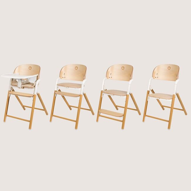 Scaun de masa multifunctional Celia, Lionelo, Din lemn de fag, 6 luni- adult, Reglabil pe inaltime, Spatar lat, Sezut ergonomic, Tavita silicon, Suport de picioare reglabil, Greutate maxima 90 Kg, Alb/Natural BYNLO-CELIA_WHITE_NATURAL_WOOD