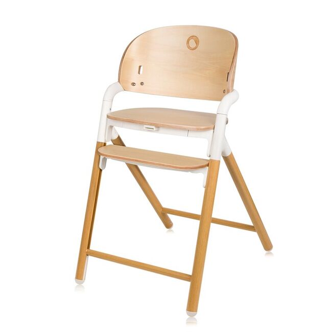Scaun de masa multifunctional Celia, Lionelo, Din lemn de fag, 6 luni- adult, Reglabil pe inaltime, Spatar lat, Sezut ergonomic, Tavita silicon, Suport de picioare reglabil, Greutate maxima 90 Kg, Alb/Natural BYNLO-CELIA_WHITE_NATURAL_WOOD