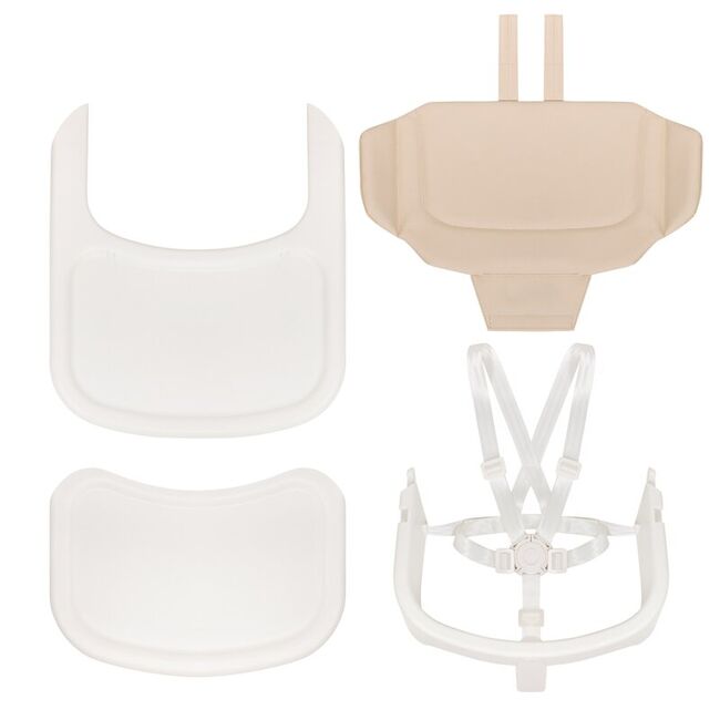 Scaun de masa multifunctional Celia, Lionelo, Din lemn de fag, 6 luni- adult, Reglabil pe inaltime, Spatar lat, Sezut ergonomic, Tavita silicon, Suport de picioare reglabil, Greutate maxima 90 Kg, Alb/Natural BYNLO-CELIA_WHITE_NATURAL_WOOD