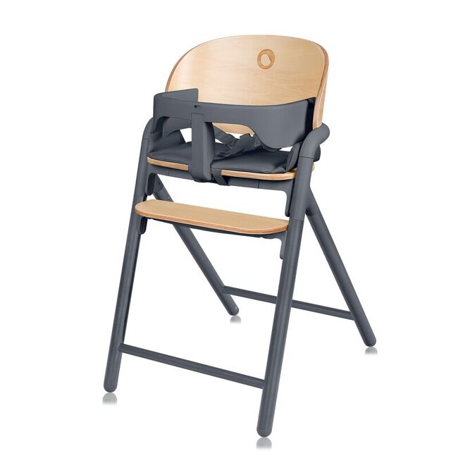 Scaun de masa multifunctional Celia, Lionelo, Din lemn de fag, 6 luni- adult, Reglabil pe inaltime, Spatar lat, Sezut ergonomic, Tavita silicon, Suport de picioare reglabil, Greutate maxima 90 Kg, Gri BYNLO-CELIA_GREY_WOOD