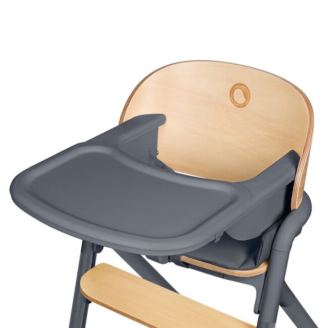 Scaun de masa multifunctional Celia, Lionelo, Din lemn de fag, 6 luni- adult, Reglabil pe inaltime, Spatar lat, Sezut ergonomic, Tavita silicon, Suport de picioare reglabil, Greutate maxima 90 Kg, Gri BYNLO-CELIA_GREY_WOOD