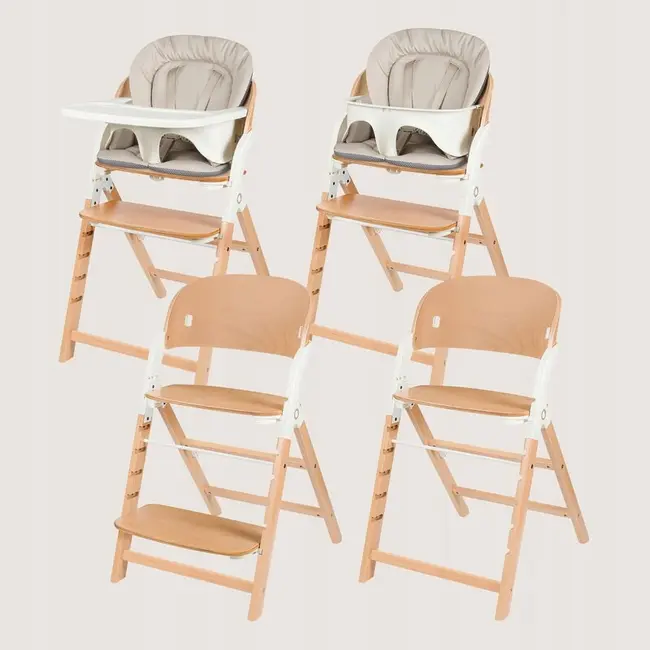 Scaun de masa multifunctional Megan, Lionelo, Din lemn de fag, 6 luni- adult, Reglabil pe inaltime, Husa impermeabila, Tavita silicon, Suport de picioare reglabil, Greutate maxima 110 Kg, Alb/Natur BYNLO-MEGAN_WHITE_NATURAL_WOOD