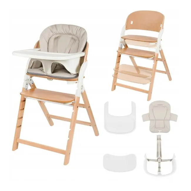 Scaun de masa multifunctional Megan, Lionelo, Din lemn de fag, 6 luni- adult, Reglabil pe inaltime, Husa impermeabila, Tavita silicon, Suport de picioare reglabil, Greutate maxima 110 Kg, Alb/Natur BYNLO-MEGAN_WHITE_NATURAL_WOOD