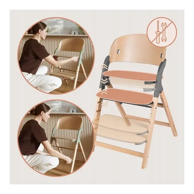 Scaun de masa multifunctional Megan, Lionelo, Din lemn de fag, 6 luni- adult, Reglabil pe inaltime, Husa impermeabila, Tavita silicon, Suport de picioare reglabil, Greutate maxima 110 Kg, Gri BYNLO-MEGAN_GREY_WOOD