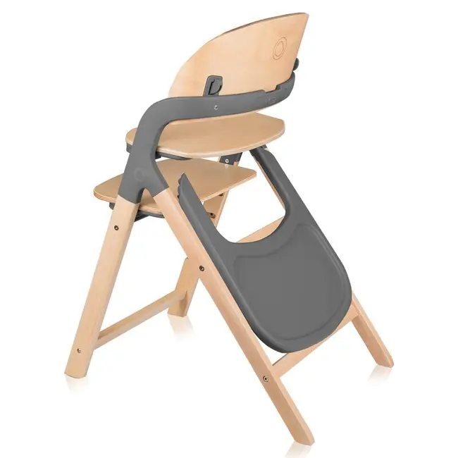 Scaun de masa multifunctional Megan, Lionelo, Din lemn de fag, 6 luni- adult, Reglabil pe inaltime, Husa impermeabila, Tavita silicon, Suport de picioare reglabil, Greutate maxima 110 Kg, Gri BYNLO-MEGAN_GREY_WOOD